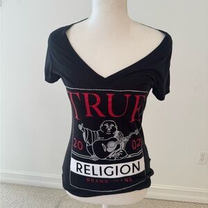 True Religion Black and Red Graphic Women's Tee